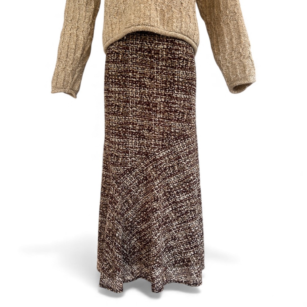 Y2K CASUAL CORNER Brown Mesh Overlay Midi Skirt Academia Parisian Capsule Size L